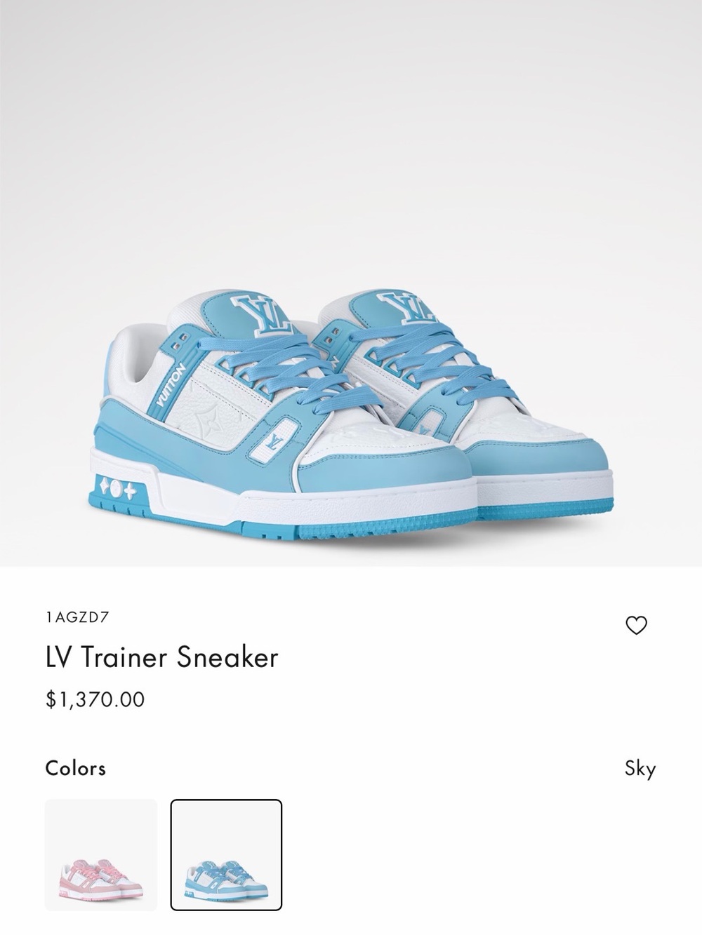 Louis Vuitton Kids Sneakers in Sky Blue and White